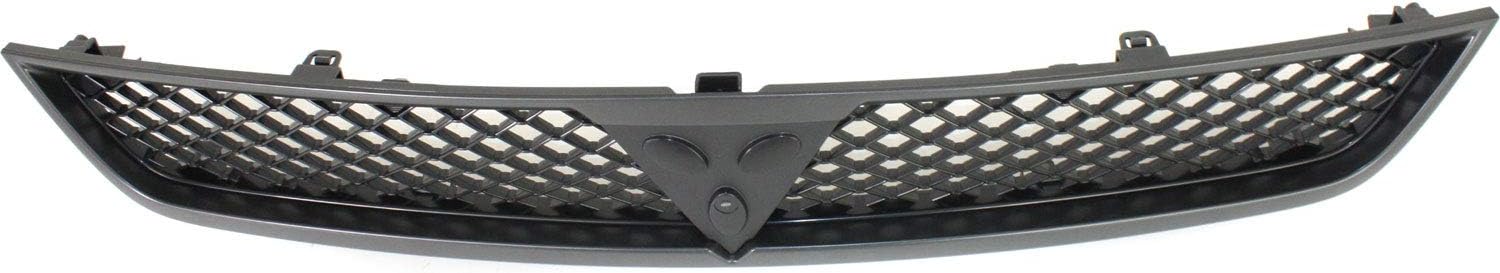 Evan Fischer Grille Assembly Compatible with 2008-2015 Mitsubishi Lancer Silver Shell with Black Insert Plastic For Models With Standard Type Bumper