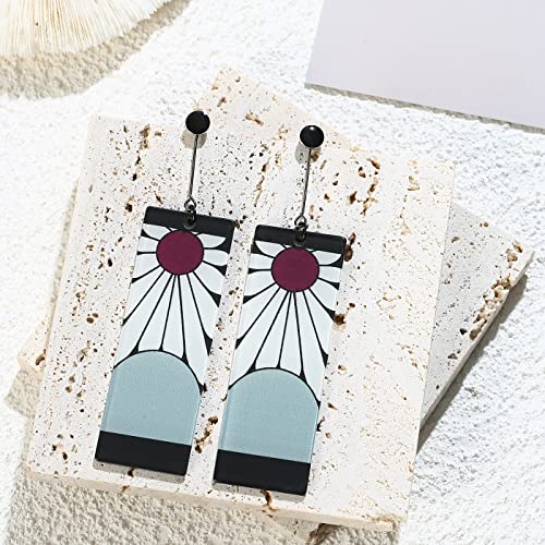 925 Sterling Silver Tanjiro Earrings,Anime Cosplay Tanjiro Black Earrings Ear clip For Men Women Earrings4