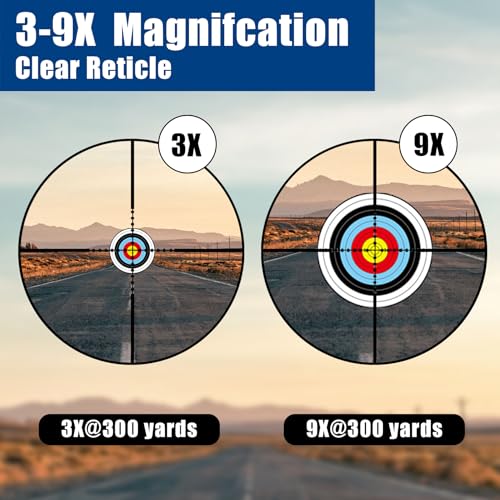 UUQ 3-9x40AO-32AO Rifle Scope with Red & Green Illumination - Long Range Hunting Optics for Air Sniper, Crossbow, Airsoft, Pellet Gun, BB, Airgun - Waterproof, Fog-Proof