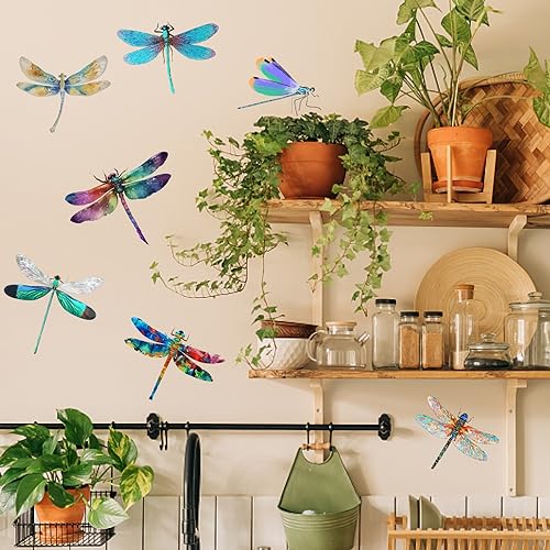 PLIGREAT 7 Pcs Large Watercolor Dragonfly Wall Stickers - Image 4