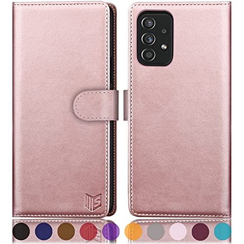SUANPOT for Samsung Galaxy A52 4G& 5G Wallet case with RFID Credit Card Holder PU Leather Flip Folio Book Phone case Shockproof Cover for Women Men for Samsung A52 case Wallet (Rose Gold)