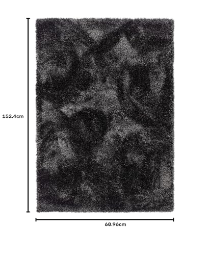 Image of Tauhid Carpet Handmade Super Soft Shag Carpet Rug Microfiber Area Carpet Rug for Living Room, Bedroom, Home Decor 2x5 feet Runner Black
