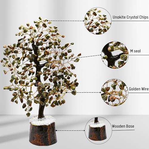 Image of Unakite Crystal Tree for Good Luck - Healing Crystals Money Tree for Wealth, Positive Energy at Home Office - Decorative Spiritual Gifts for Vastu, House Warming