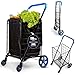 SereneLife Large Folding Utility Shopping Cart with Removable Liner – Heavy Duty, 360° Swivel Wheels, 110 lb Capacity, Portable for Groceries, Laundry, Luggage, and More(Blue)