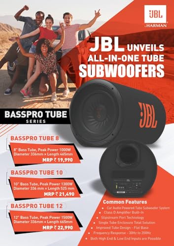 Image of JBL BASSPRO Tube 10 inch Powered BassTube Subwoofer System with Class D Amplifier Built-in Peak Power 1300W
