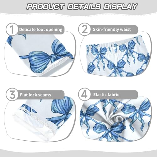 Light Blue Bow Girls Leggings Kids Yoga Pants Dance Active Tights 4T3