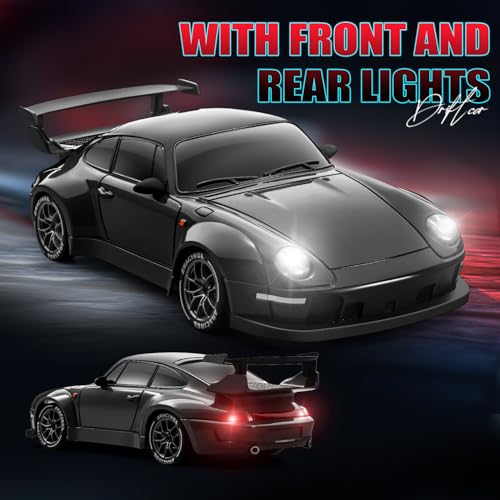 Image of ACAMMZAR RC Drift Car, 1:24 Remote Control Car for Kids, 20KM /H 4WD High Speed RC Cars with Lights, Extra Racing Tires, Vehicle for Adults Boys Girls, Black