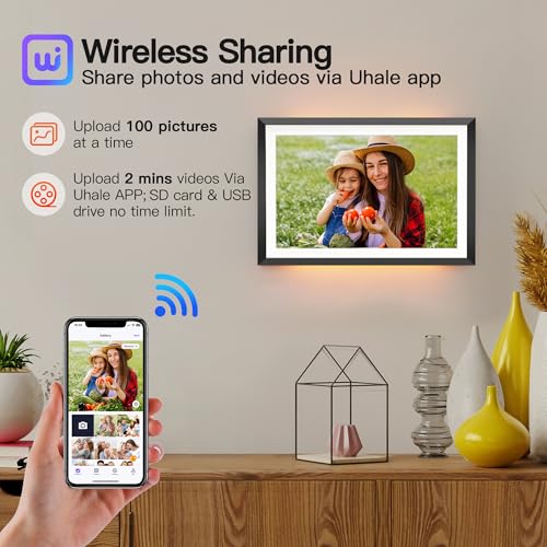 Bigasuo 10.1 Inch Wifi Digital Picture Frame With Led Light, 1280 * 800 Hd Touch Screen Smart Photo Frame, 32Gb Memory, Support Usb/Sd Card thumb #1
