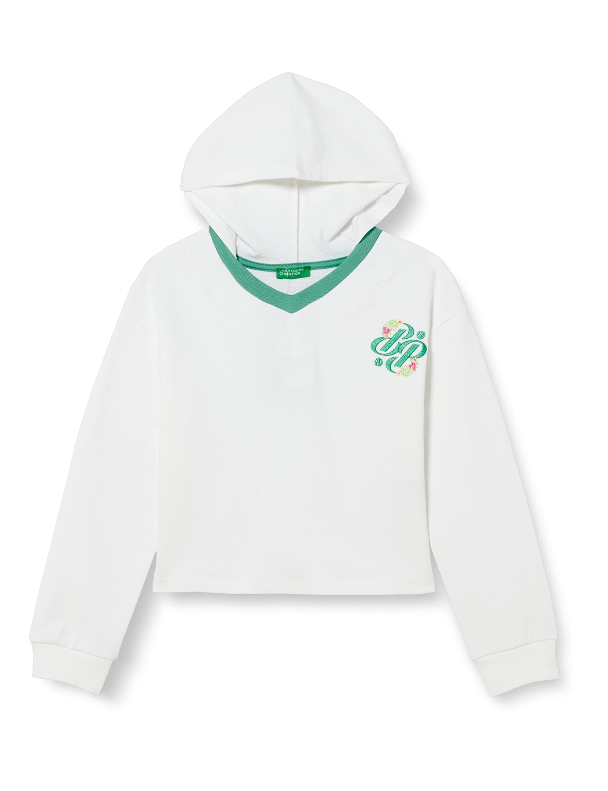 United Colors Of Benetton Sweat Fille Sans Capuche - Graphique Pailleté Multicolore - Coton Confort Regular Fit