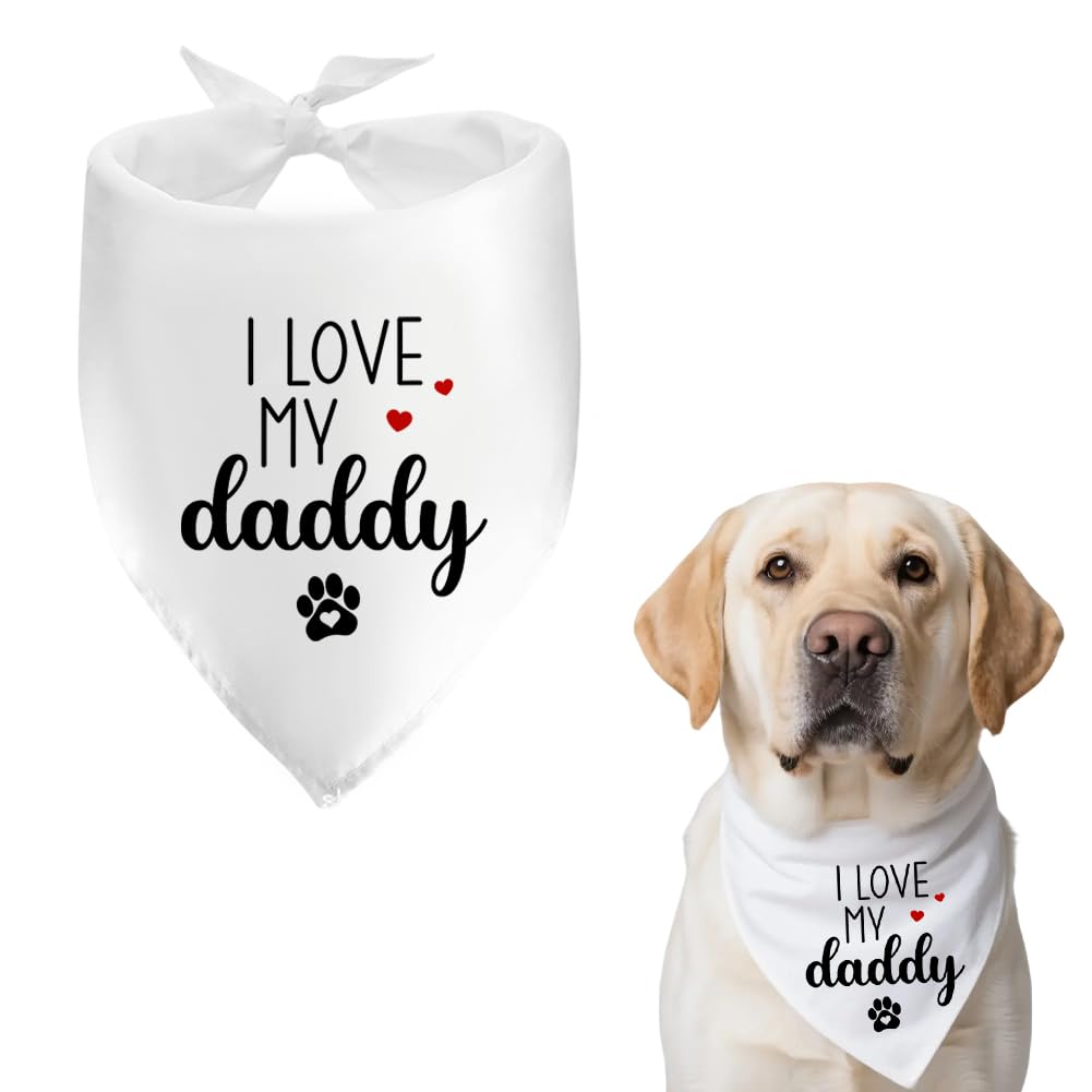 Dog Dad for Men Dog Owners Lovers I Love My Daddy Dog Bandana Gifts for Daddy Dad Birthday Gifts from Dog Dogs Neckerchief for Puppy Dogs Dog Collar Scarf for Small Large Dogs