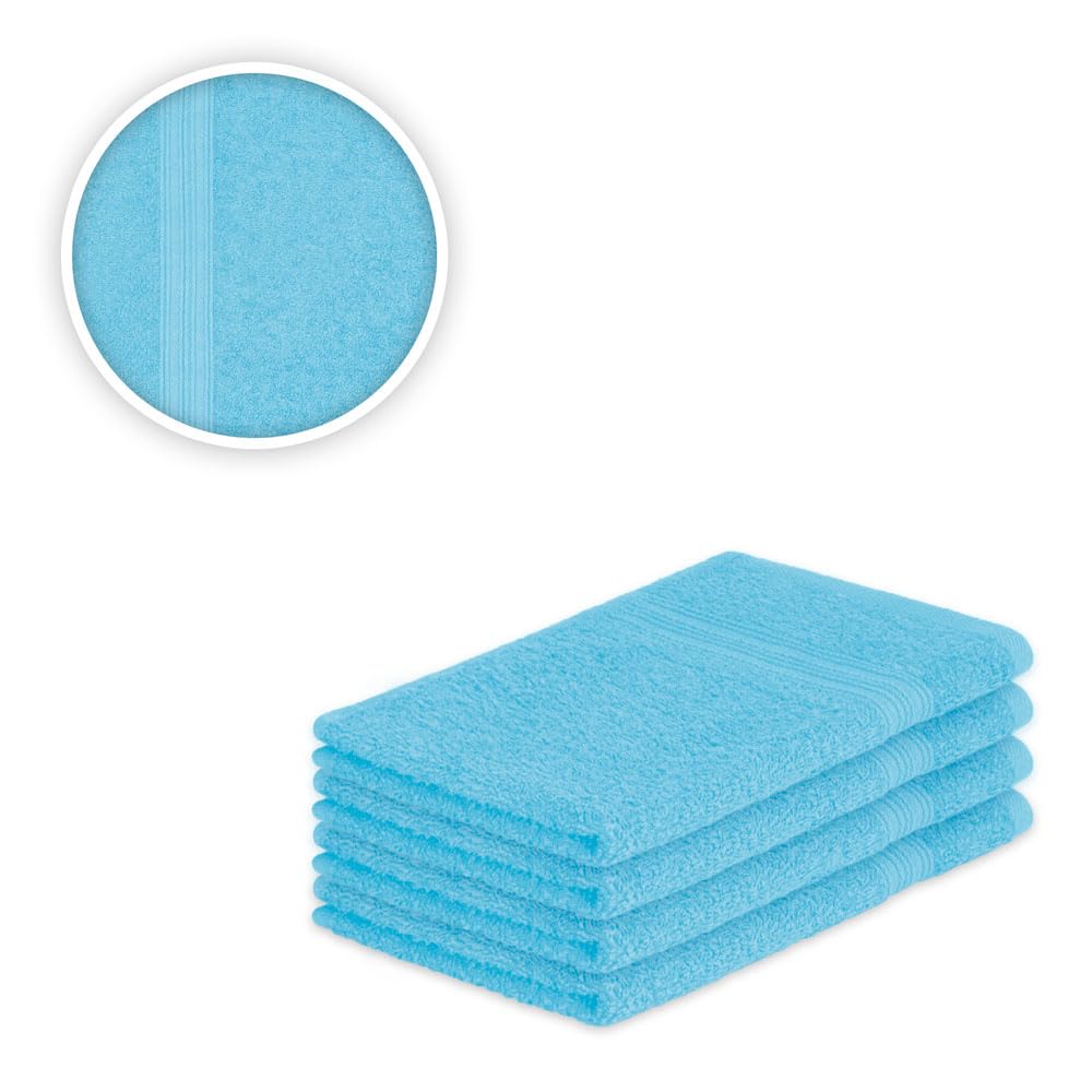 EXKLUSIV HEIMTEXTIL Seria ręczników w zestawie z kokardką marka ręczniki dla gości zestaw 4 szt. 30 x 50 cm turkusowy