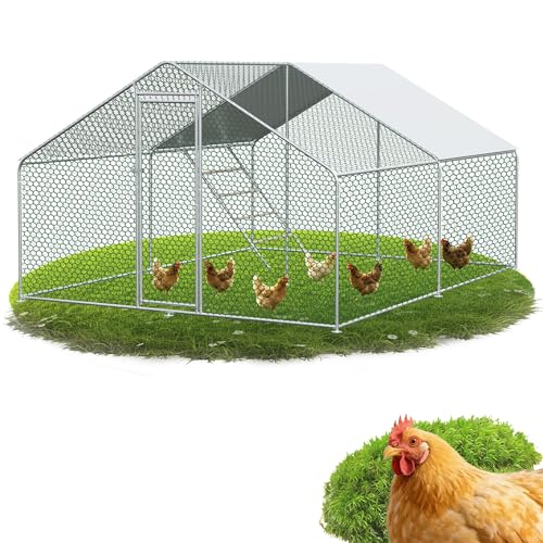 Hühnerstall Freilaufgehege Hühner 3×4×2M 12 m Lauffläche Metall Hühnergehege mit Obere Stützstange und Sicherheitsschloss Hühnerhaus Hühnerstall mit Auslauf für Hühner Kaninchen und Verschiedene