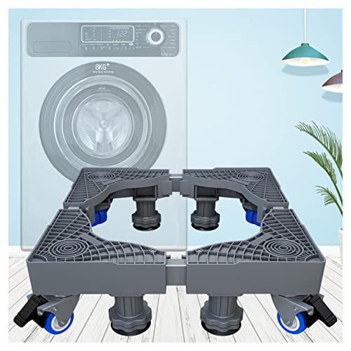 SAFAWOODES Soporte para Lavadora de 41 a 65 cm de Largo y Ancho Ajustable, Base Ajustable, pedestales Antideslizantes para Lavadora y Secadora, 8 Patas y 4 Ruedas