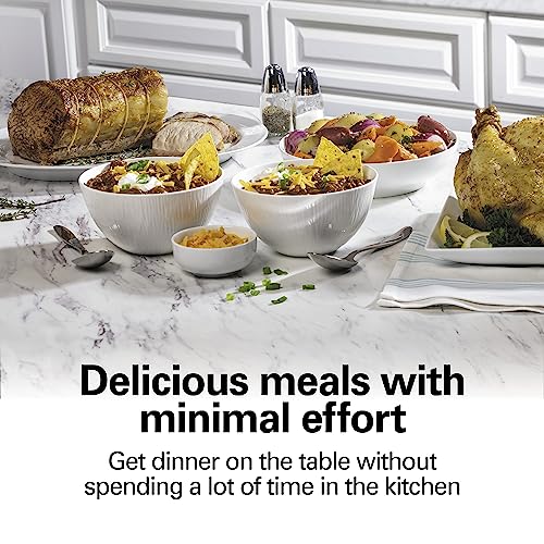 Hamilton Beach 6-Quart Slow Cooker with 3 Cooking Settings, Dishwasher-Safe Stoneware Crock & Glass Lid, Silver (33665G) - Image 3