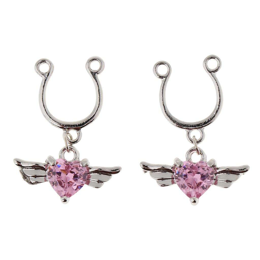 styleheaven 2Pcs Crystal Heart Dangle Nipplering Stainless Steel Ring Non-piercing Pink |Jewelry & Watches | Fashion Jewelry | Body Jewelry | Body Piercing Jewelry-picture-32