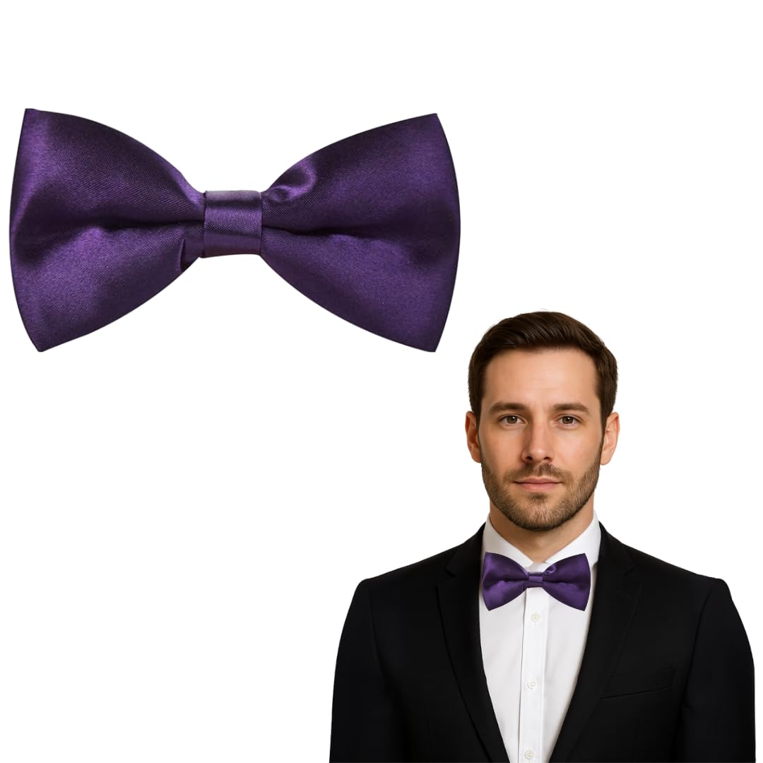 The Tie Company Men's Cadbury's Purple The Tie Co™ Adjustable Clip On Bow Ties, Clip On Pre-Tied Bow Tie For Wedding Party (Cadbury's Purple)