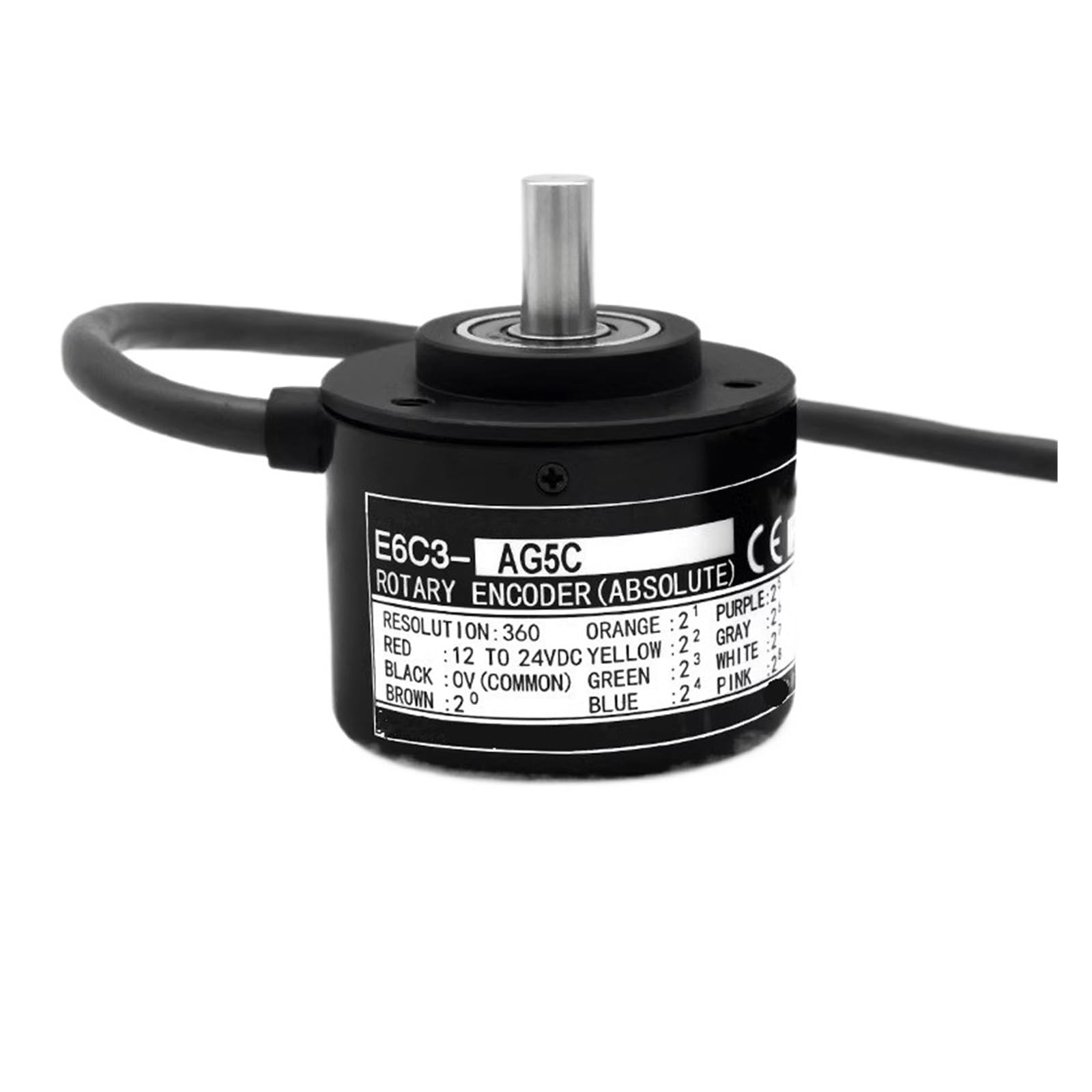 PEQYUACTE Rotary Encoder E6C3-AG5C-256PR E6C3-AG5C-360PR E6C3-AG5C-720PR E6C3-AG5C-1024PR(E6c3-ag5c-360pr)