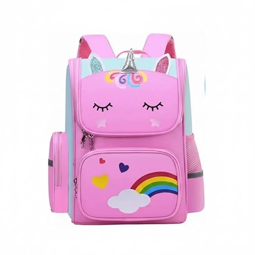 Mochila Escolar Infantil Unicórnio Grande Impermeável para Meninas com Estojo Espaçosa Reforçada Alças Ajustáveis