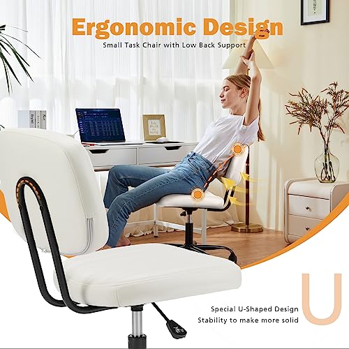 image for Sweetcrispy Small Office Desk Chair with Wheels Armless Comfy Computer