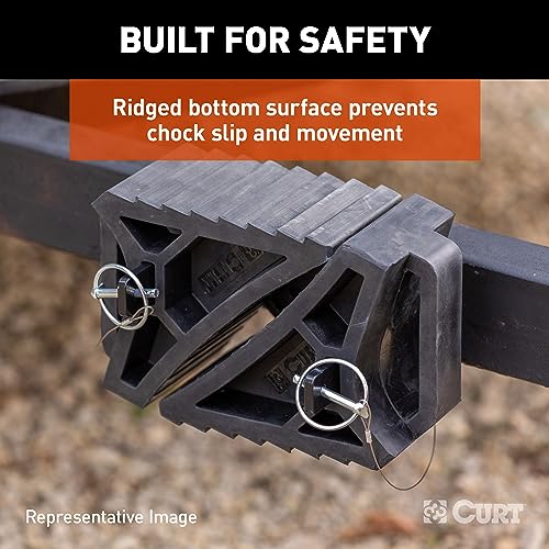 Image of CURT 22803 HD Wheel Chock with Mounting Bracket