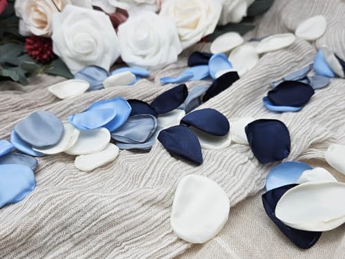 ZYOOO® 200 pièces Pétales de roses artificielles Bleu, Pétales de soie, Décoration romantique pour mariages, St Valentin, Baby shower, Décoration de table