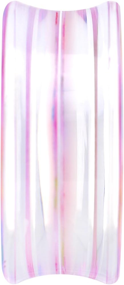32mm Acrylic Pink Multicolored Flower Power Saddle Ear Gauge Plug (1 Piece)