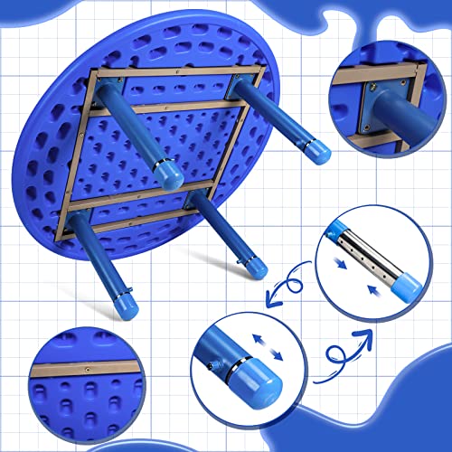 Wesiti Round Activity Table Adjustable Height Preschool Table Plastic Daycare Furniture For Kids Toddler Classroom School Homeschool Playroom Learning (Blue) #TOP3