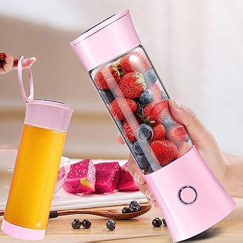 Toycol Portable Blender, Mini Personal Size Blenders for Smoothies and Shakes,Travel Juicer Cup Smoothie Maker with Updated 6 Blades USB Rechargeable Fruit Mixer with 4000mAh Battery16Oz Pink Cover