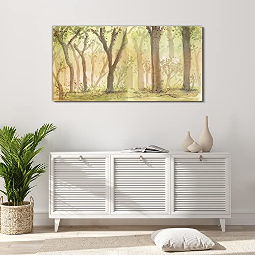 Tableau acrylique 120x60cm décoration murale moderne forêt aquarelle colorée