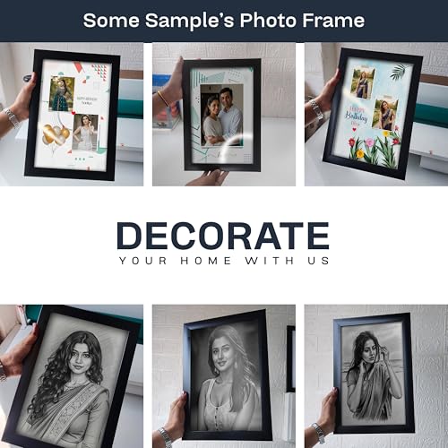 Image of Customized Pencil Sketch Photo Frame | A4 Size (9x13 Inch) Black Wall Hanging Frame | Personalized Gift for Birthday, Anniversary & Home Decor