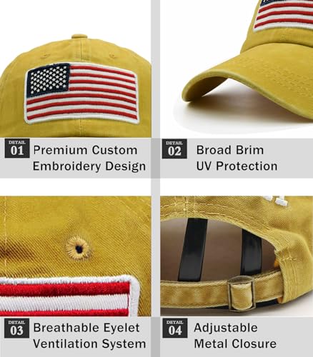 Image of 2-Pack USA Flag Hats for Men Baseball American Flag Hats for Men USA Cap USA Tactical Washed for Women