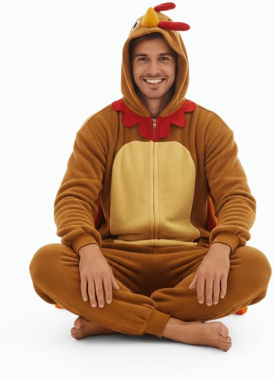 Adult Turkey Costume Thanksgiving One Piece Animal Pajamas Cosplay Turkey Onesie for Women - Image 2