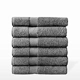 CasaSeleccion - Juego de 6 Toallas de Ducha Grande de 150x100cm - 100% Algodón 550 g/m², Rizo Suave y Alta Absorción, Lavadora, Color Gris Oscuro