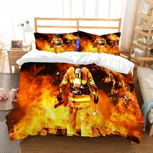 PUOJIEAT Bettwäsche 135x200 Feuermotiv Weich Mikrofaser Bettwäsche-Sets...