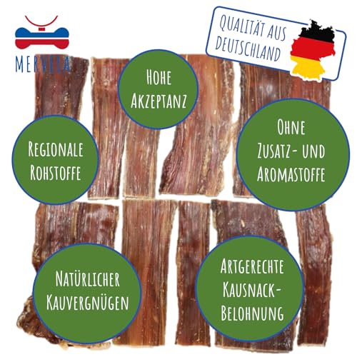 MERVELA® Natürliches Pferde-Dörrfleisch für Hunde | Hypoallergen | 100% Pferd | schonend luftgetrocknet | getreidefrei | Premium-Kausnack aus Deutschland | 500 g