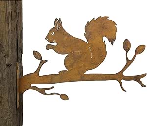 Bornhöft Gartenstecker Eichhörnchen - Rostige Gartendeko 32cm Metallfigur Im Edelrost-Look