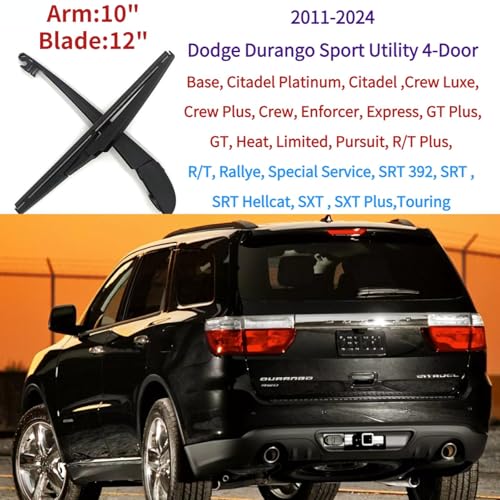 Rear Back Windshield Wiper Blade Arm Set for Dodge Durango 2011 2012 2013 2014 2015 2016 2017 2018 2019 2020 2021 2022 2023 2024 R/T Plus SRT SXT Base Citadel Crew Enforcer Express GT Limited Pursuit by Amaoudri - Used condition - Image 5