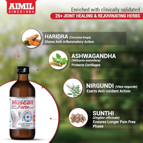 Image of AIMIL Muscalt 6orte Syrup (200ml) | Natural Herbal Tonic for Joint Comfort & Flexibility Support | Daily Wellness Liquid for Men and Women (Pack of 6)