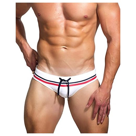 UXH New sunga masculina para natação, roupa de banho branca, roupa de banho impermeável, short de praia masculino, Branco, Asian XXL (USA XL)