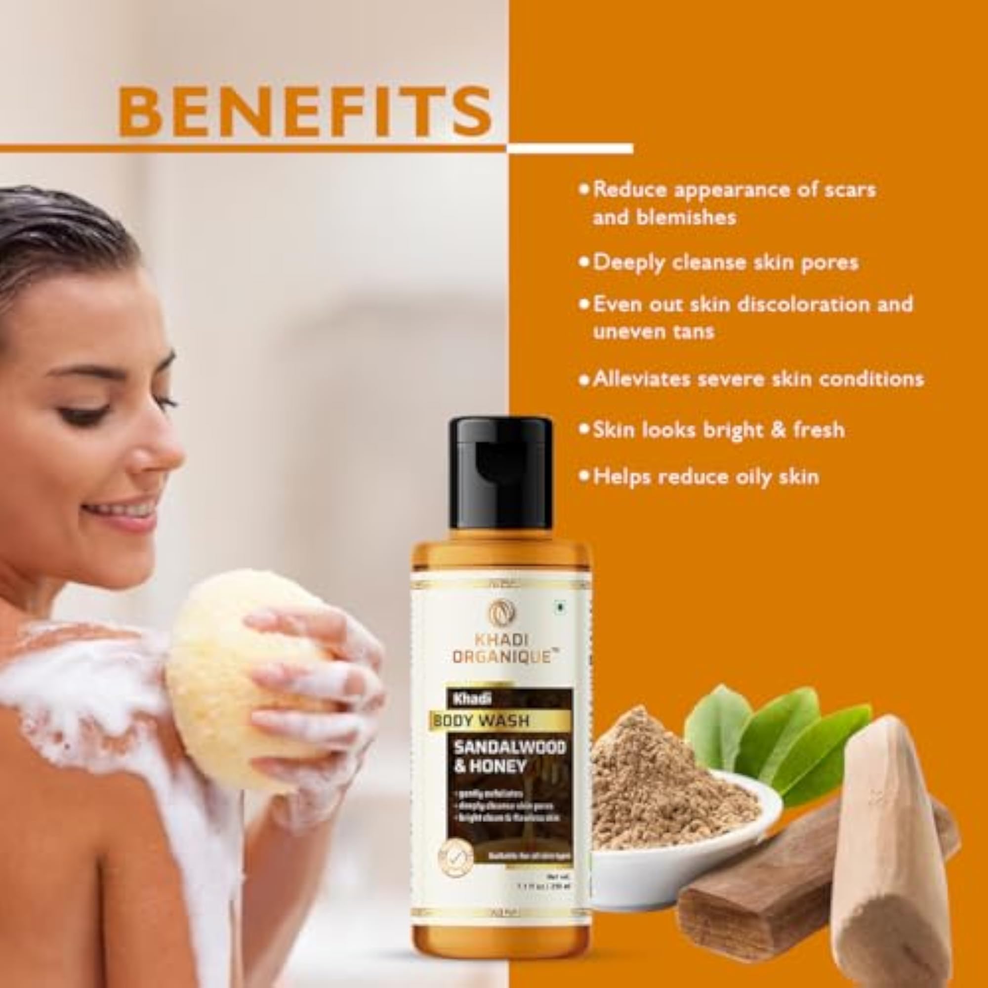 Sandalwood & Honey Body Wash, Deep Cleansing Shower Gel