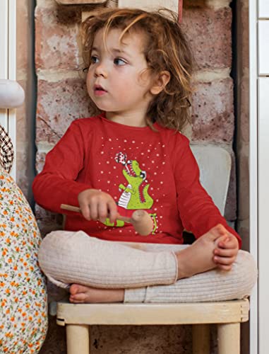 Tstars T Rex Dinosaur Ugly Xmas Sweater Toddler Kids Long Sleeve T-Shirt4