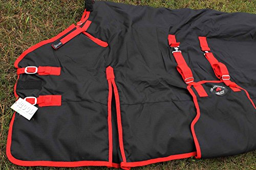 Image of Challenger 1200D Turnout Waterproof Horse Heavy Winter Blanket w /Bellyband Red 564B