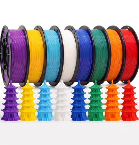 Image of PLA 3D Printer Filament Bundle 1.75mm, 8 Colors | White Red Blue Orange Gyan Yellow Green Purple