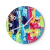 orologio da parete in vetro astrazione design grafica 30x30cm piccolo moderno orologio da muro per casa cucina soggiorno silenzioso wall clock decorazione orologio da appendere - c4ar30x30-3131