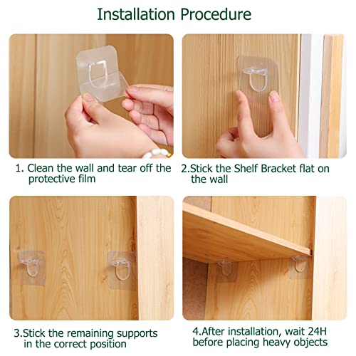 Xatdomesd 12 Pack Adhesive Shelf Bracket,Shelf Support Pegs For Shelves Kitchen Cabinet Book Closet Clapboard Layer #TOP2