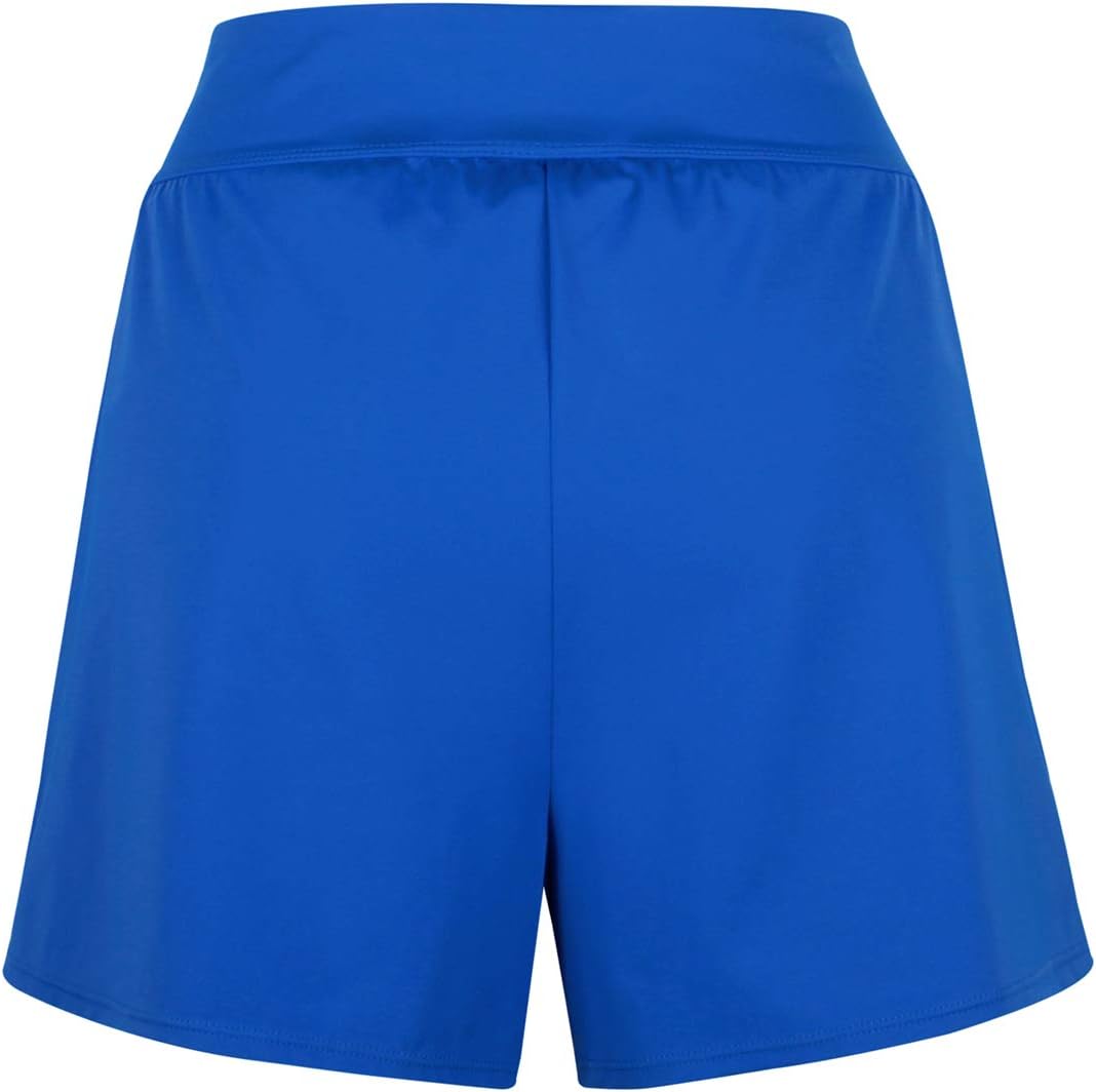 Women's Plus Size Solid Board Shorts Bikini Tankini Swimsuit Bottom Mid Waisted Swimwear with Briefs and Pocket