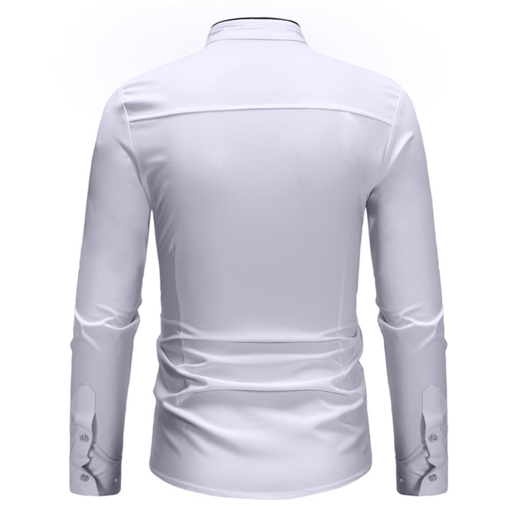 Dninmim Camicie formali da uomo, camicie bianche slim fit a maniche lunghe, top da lavoro aziendali