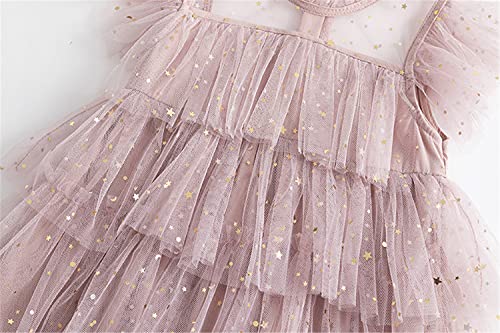 Nnjxd Little Girl Layered Tulle Dress Princess Girls Party Little Stars Dresses 1270 Pink 3-4 Years #TOP3