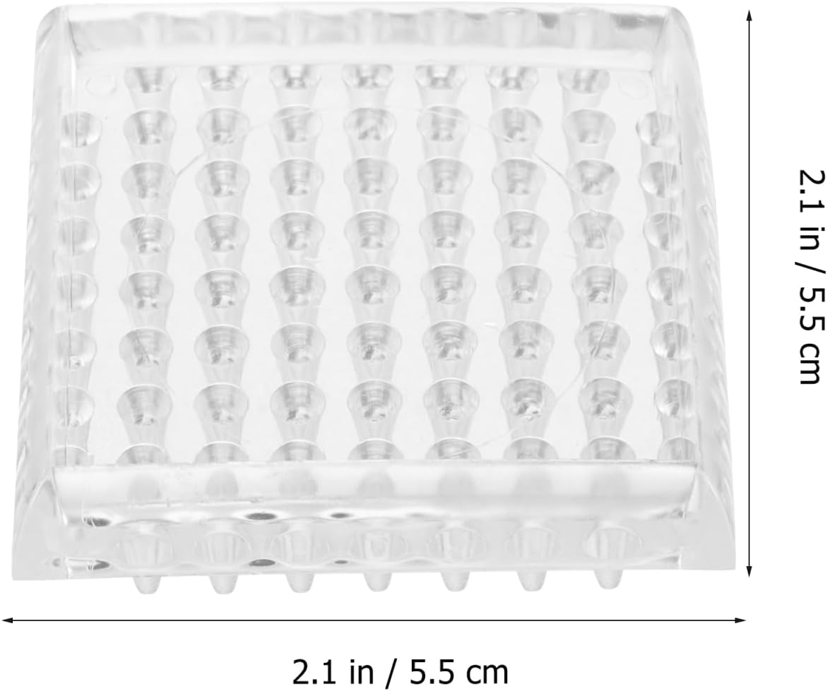Furniture Grippers Chair Leg Anti-Slip Pads 4 Pack Transparent Floor Protectors for Hardwood Carpet Sofa Table Legs 2.16X2.16X0.59In