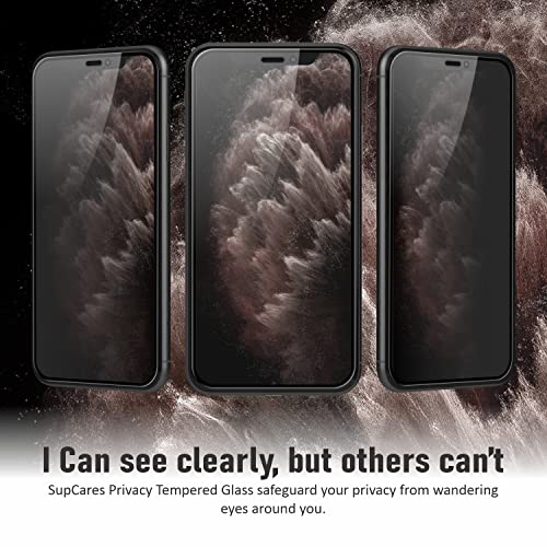 Image of SupCares Privacy Tempered Glass for iPhone 11 Pro Max and iPhone Xs Max (6.5 Inch) With Installation Kit | Military-Grade Gorilla Screen Protector | Edge to Edge Coverage | Black